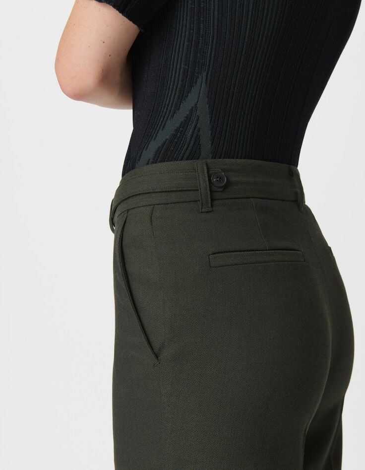 Women’s khaki micro-herringbone suit trousers-5 Women’s khaki micro-herringbone suit trousers-5