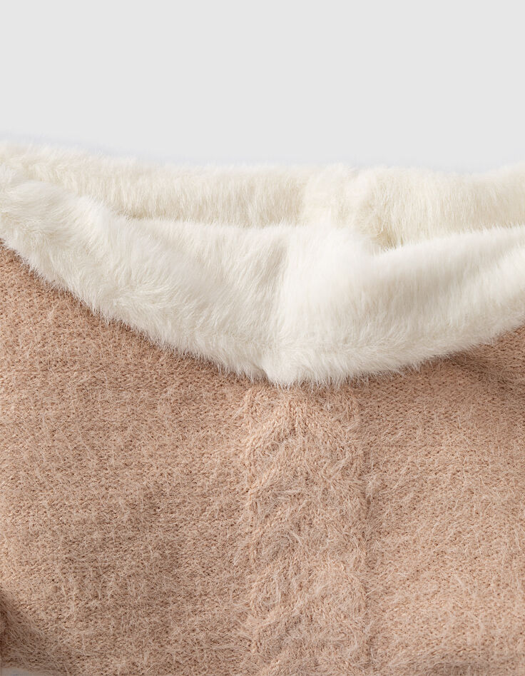 Snood rose poudré tricot bordé lurex bébé fille-5