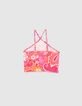 Rosa Mädchentop mit psychedelischem Print-3