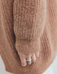 Cardigan beige en maille effet poil femme-5
