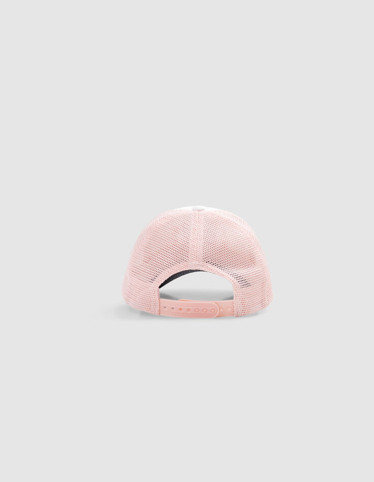 Pet in roze en wit met zilver klep meisjes-3