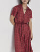 Robe longue boutonnée viscose imprimé bandana rouge femme-1