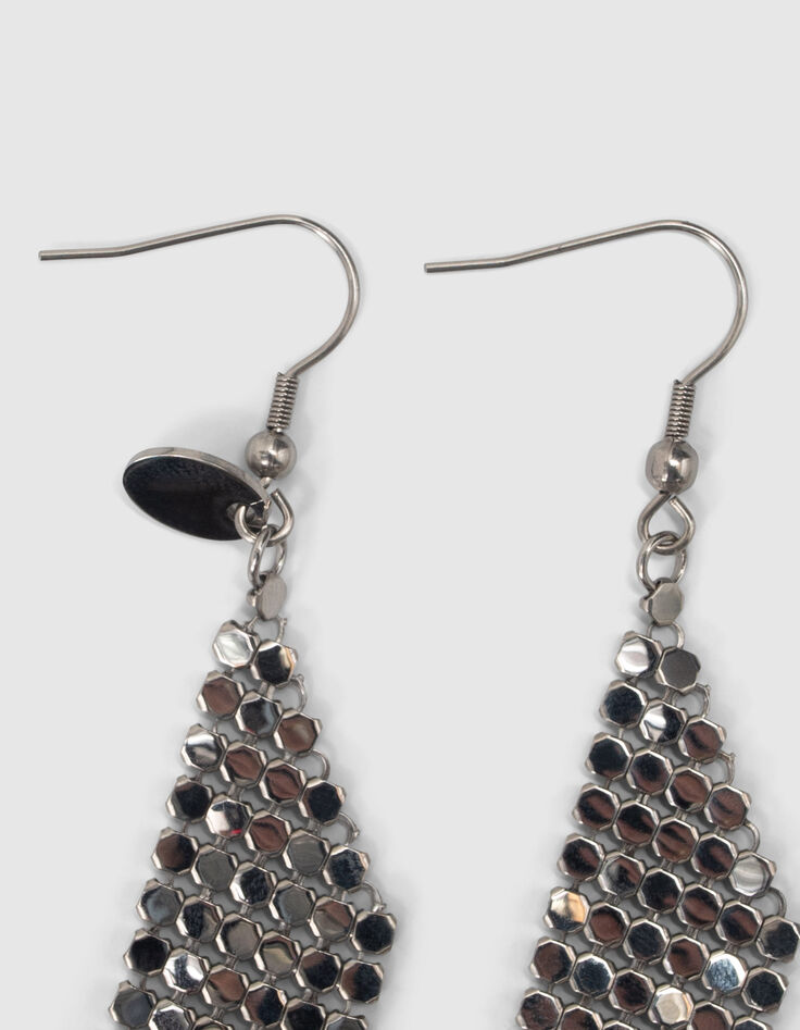 Zilverkleurige oorbellen mesh dames-2