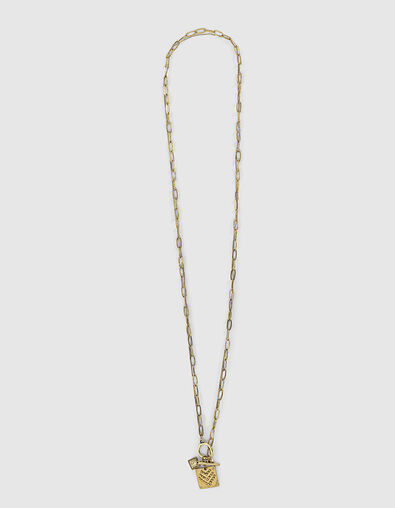 Women’s burnished gold double chain long necklace - IKKS