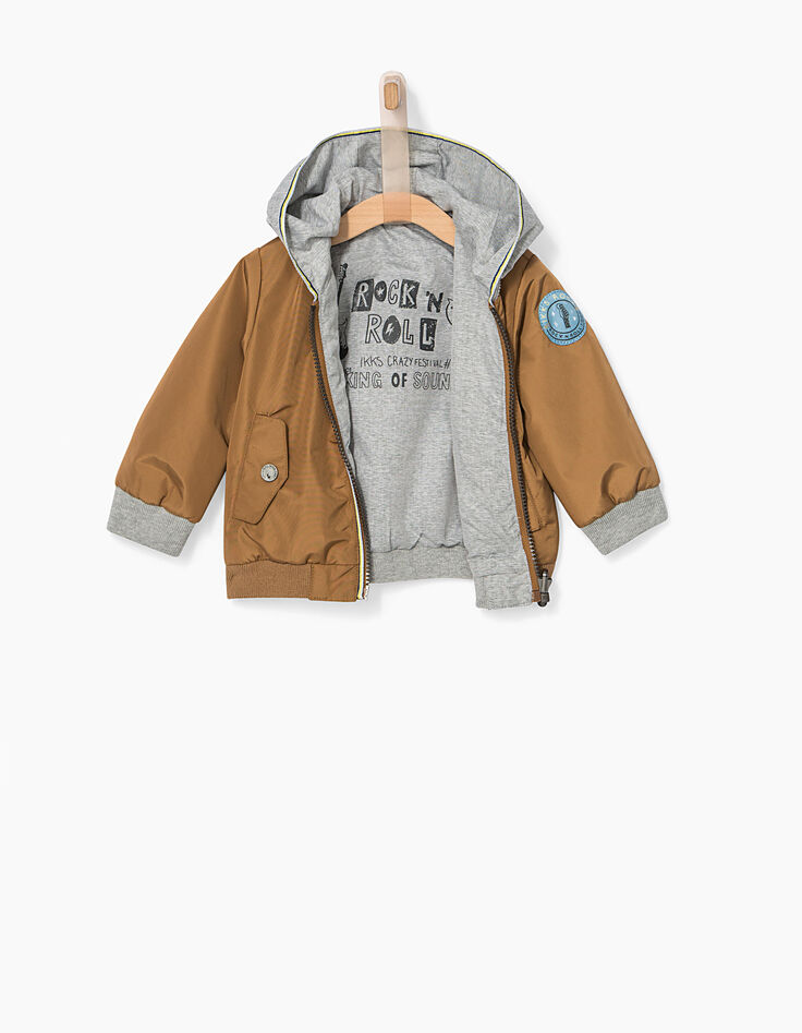 Blouson réversible camel et gris bébé garçon -6 Blouson réversible camel et gris bébé garçon -6