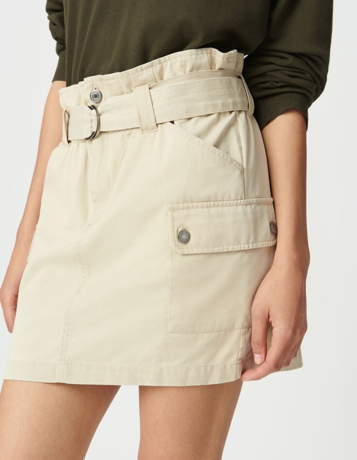 Jupe courte beige esprit battle ceinturée Femme-4 Jupe courte beige esprit battle ceinturée Femme-4