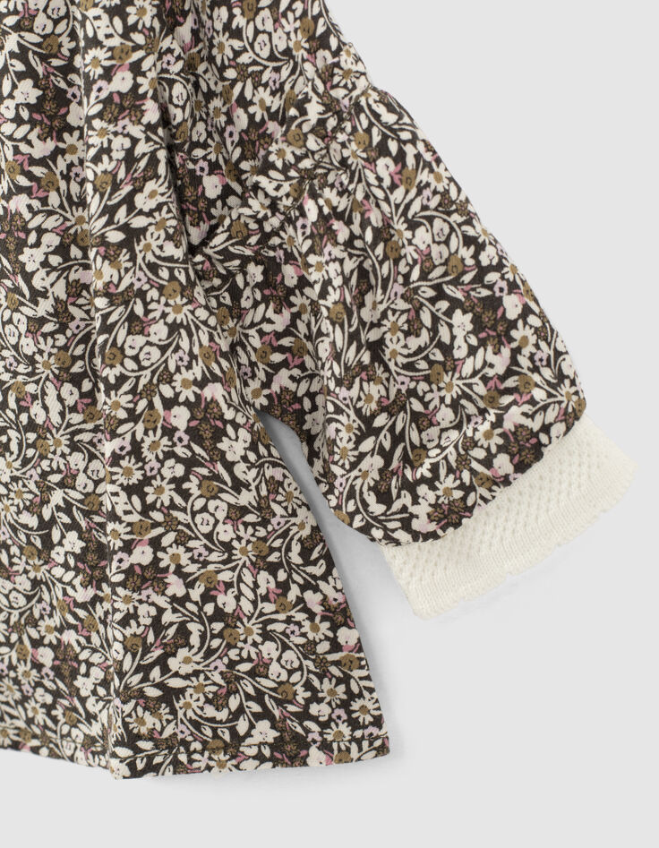 Baby girls’ dark khaki floral print blouse-4