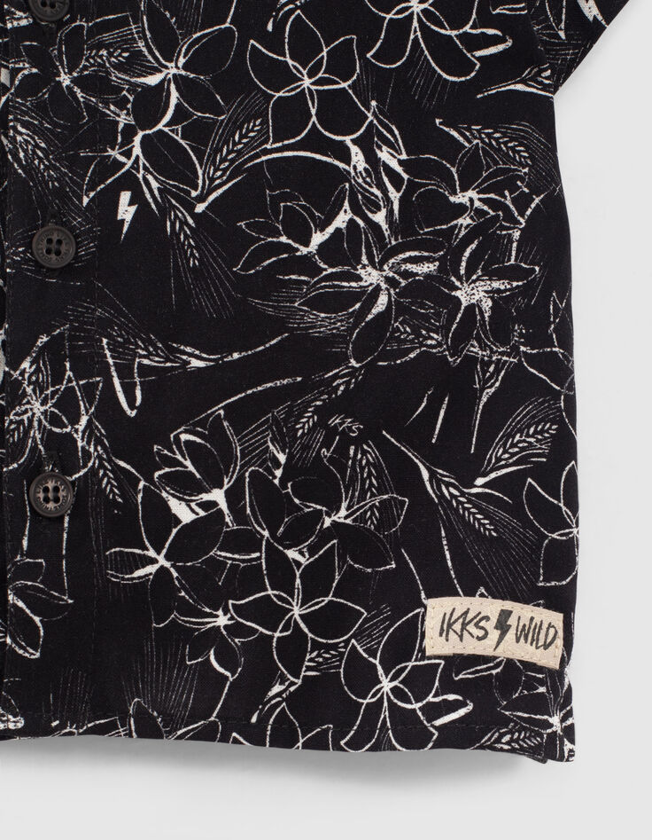 Chemise noire imprimé végétal bio garçon -4