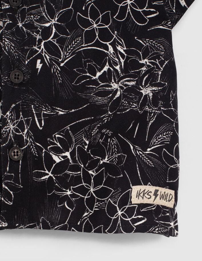 Schwarzes Jungenhemd mit Pflanzenprint aus Biobaumwolle  - IKKS