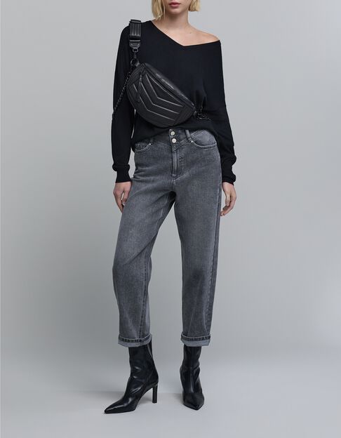 Woman's black skull and crossbones sweater - IKKS