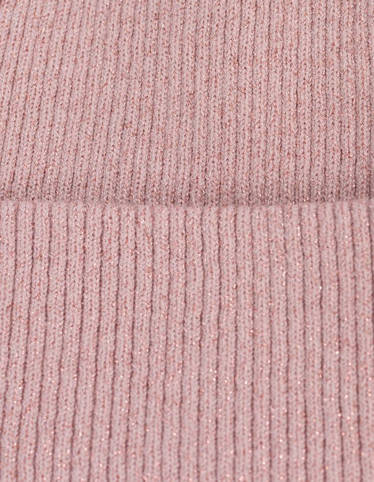 Girl's recycled pink sequined knit hat-4