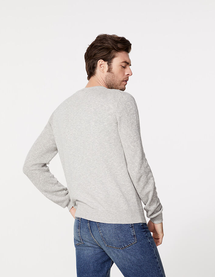 Men’s light grey marl textured knit sweater - IKKS