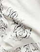 Women’s white organic cotton T-shirt, slogan and roses-6