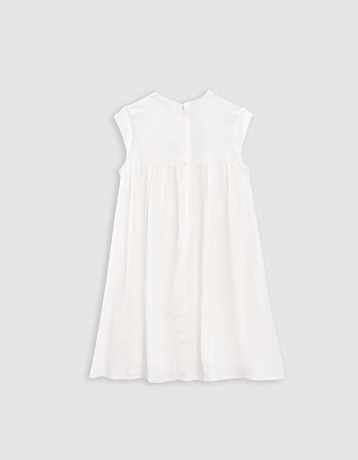 Robe écrue jacquard plastron brodé fille-4