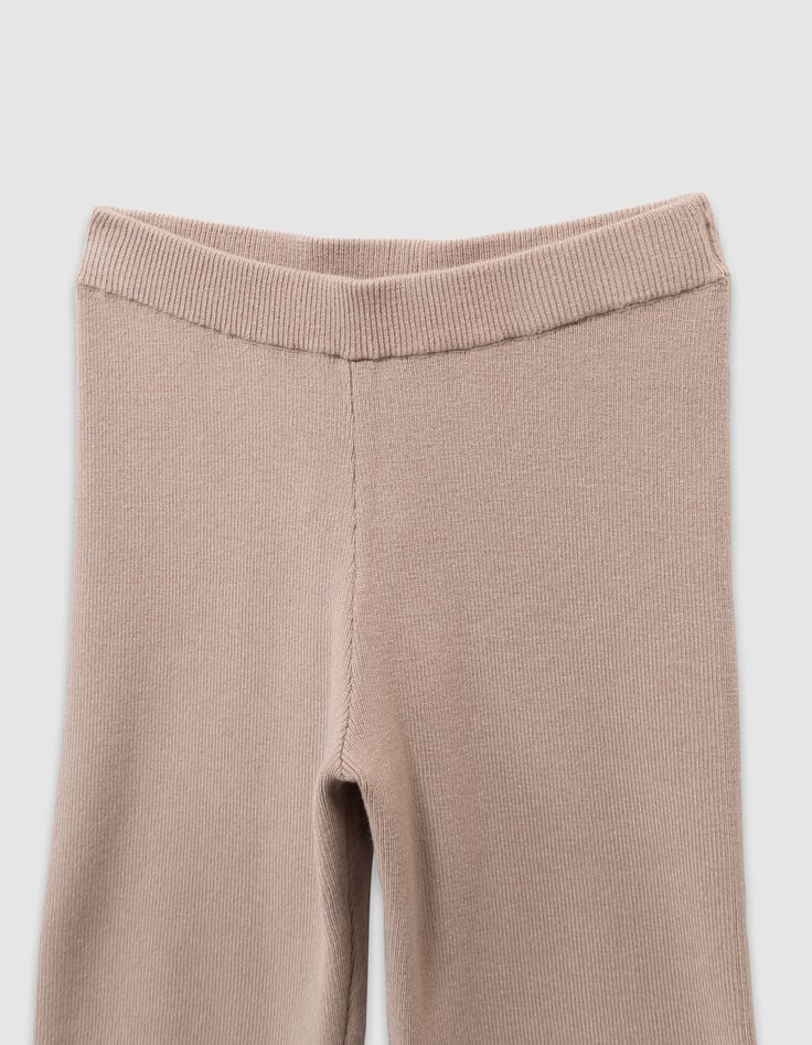 Pantalon flare beige tricot fille-5 Pantalon flare beige tricot fille-5