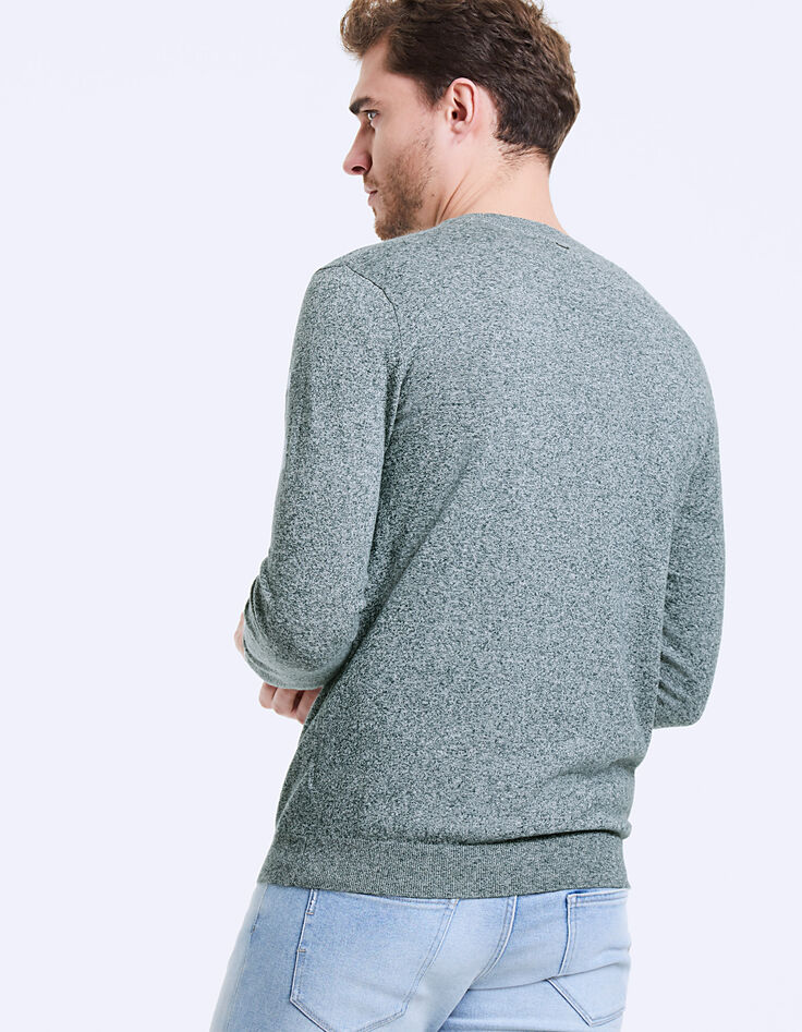 Pull blue green en maille chinée Homme-4 Pull blue green en maille chinée Homme-4