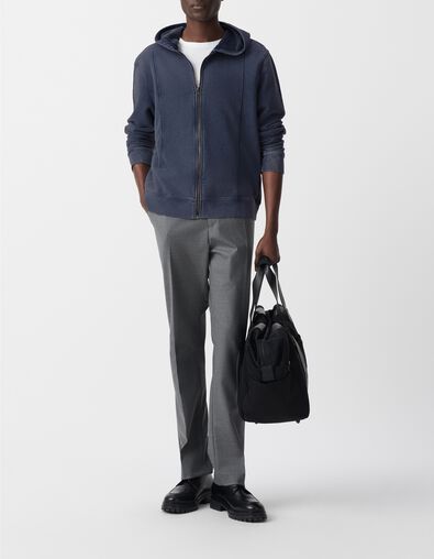 Cardigan encre &agrave; capuche molleton zipp&eacute; Homme - IKKS