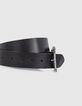 Ceinture robe en cuir noir boucle fantaisie torsade femme-3