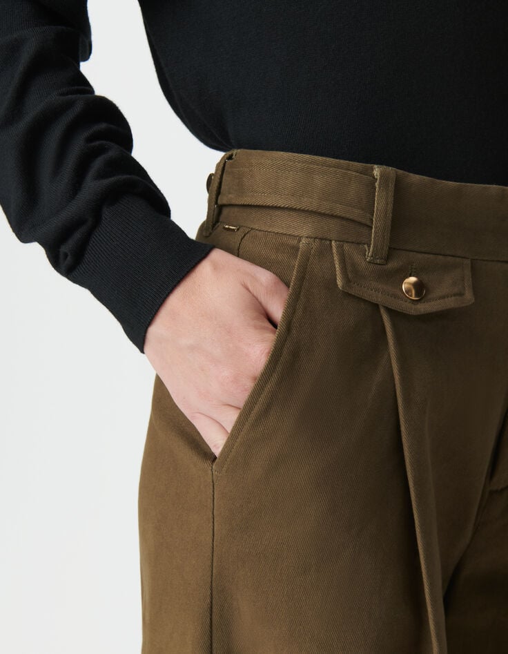 Women’s khaki gabardine wide-leg trousers-4 Women’s khaki gabardine wide-leg trousers-4