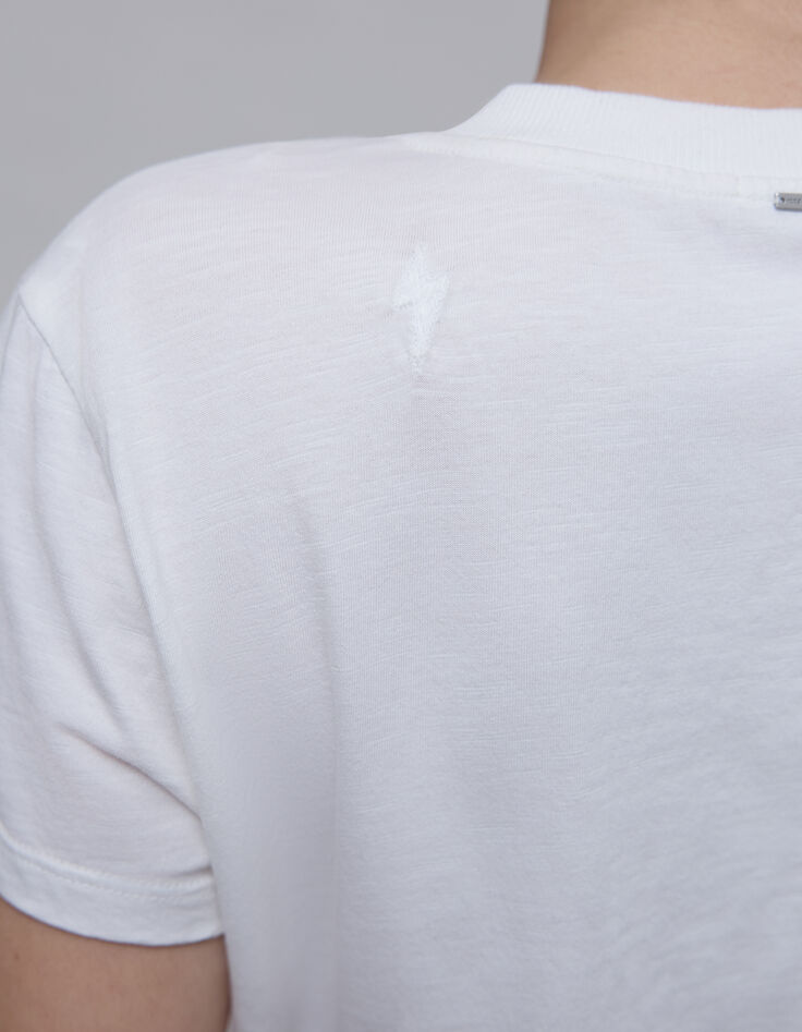 Women’s off-white cotton T-shirt, embroidered lightning-6 Women’s off-white cotton T-shirt, embroidered lightning-6