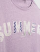 Lichtpaars cropped T-shirt met tekst meisjes-6