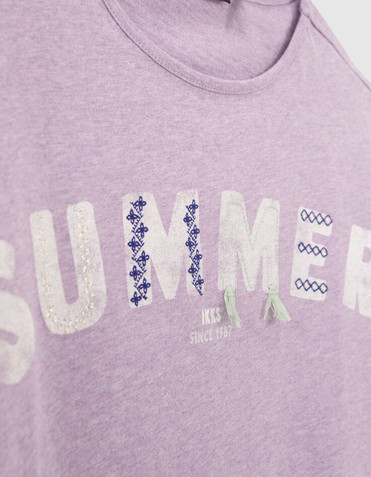 Lichtpaars cropped T-shirt met tekst meisjes-6