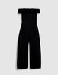 Schulterfreie Jumpsuit mit Kunstpelz Damen-6