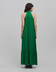 Grünes zerknittertes Kleid aus recyceltem Polyester-3