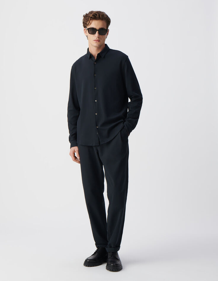 Camisa REGULAR azul marino manga larga Interlock Hombre-2