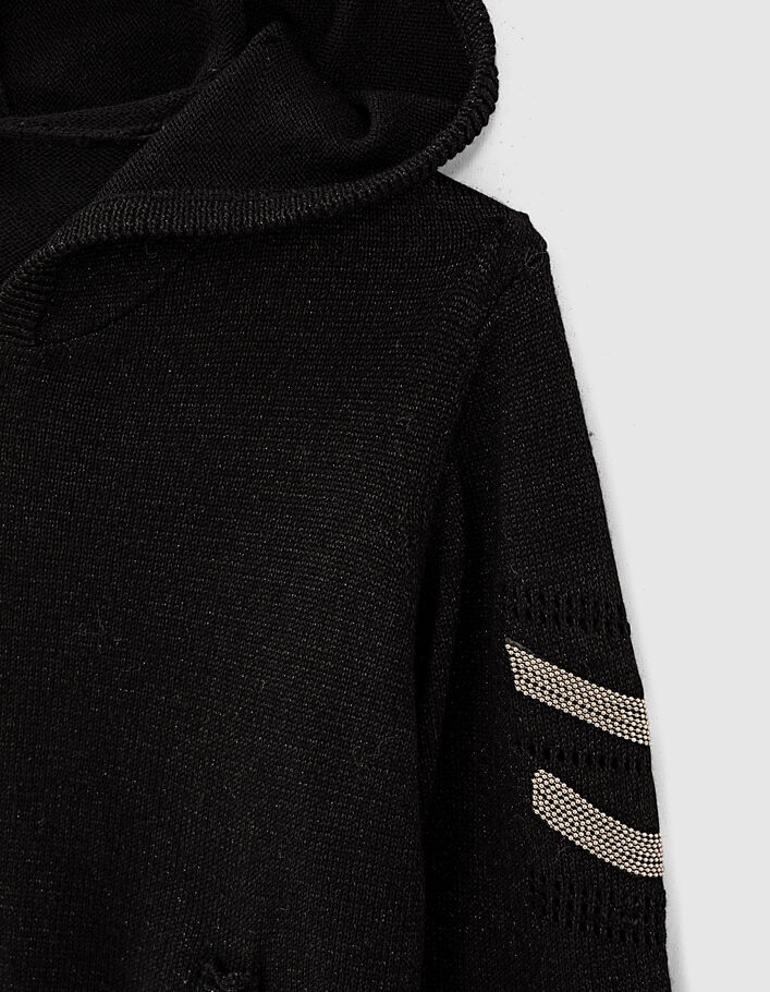 Girls’ black beaded chevron lurex knit cardigan - IKKS