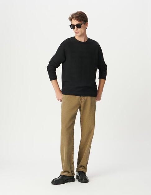 T-shirt manches longues noir rayures relief Homme - IKKS