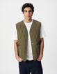 Men's khaki quilted sleeveless vest-2