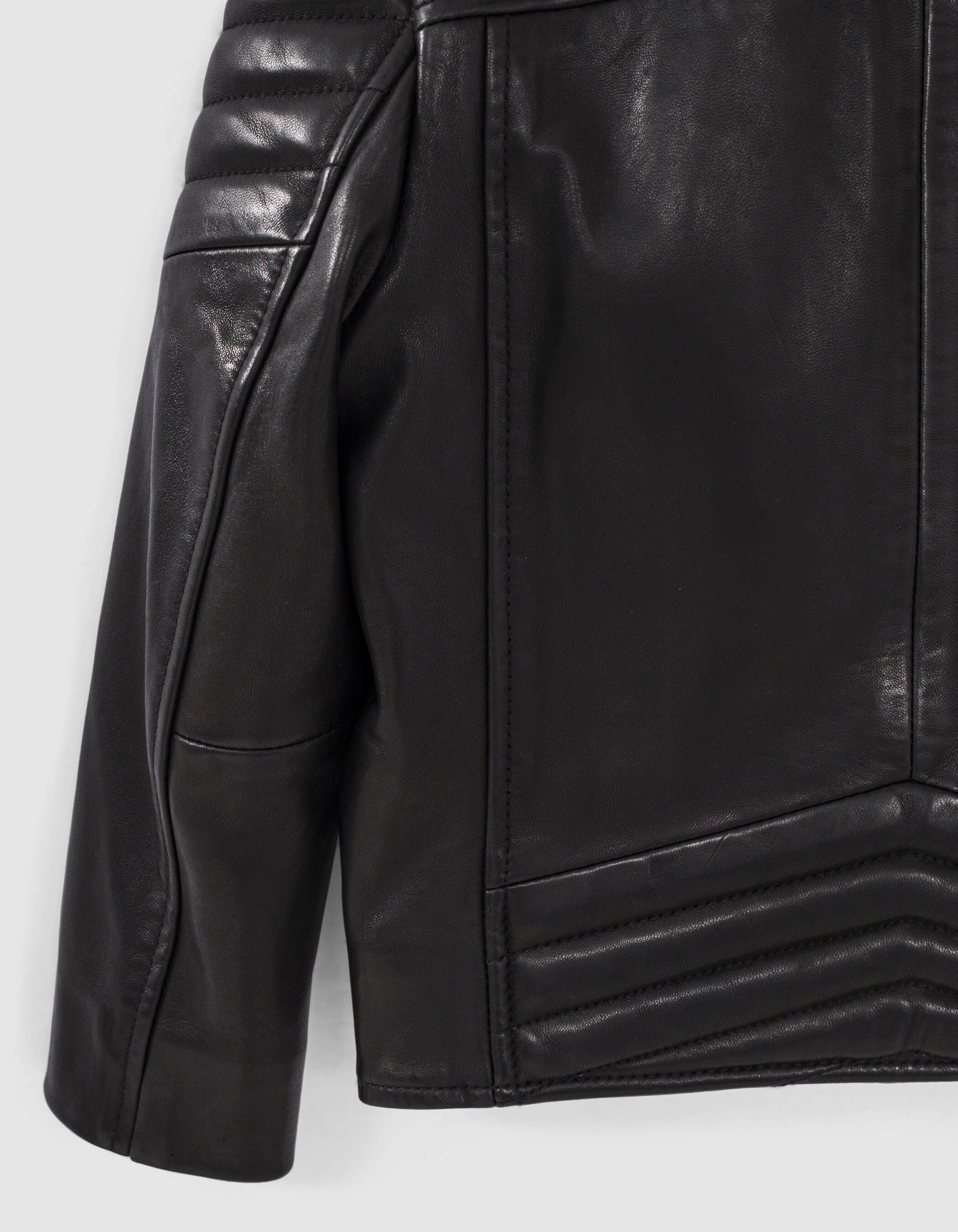 Veste 1440 Leather story en cuir noir matelasse garcon IKKS