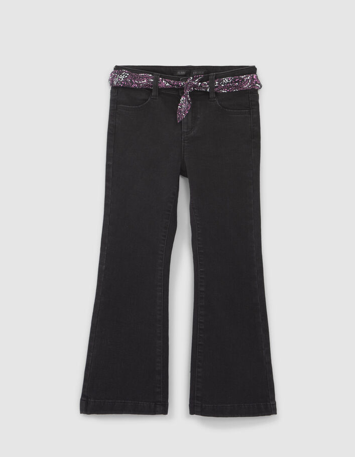 Girls’ black FLARED jeans with paisley print bow - IKKS