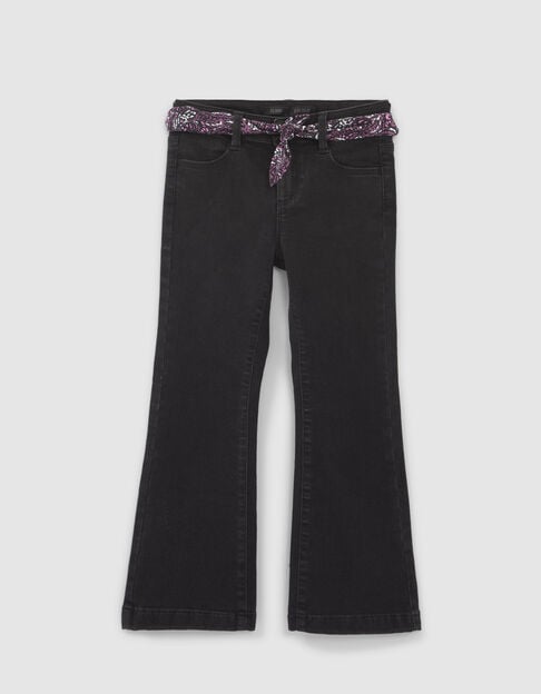 Girls’ black FLARED jeans with paisley print bow