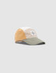 Beige Jungenkappe mit khaki Schirm-1