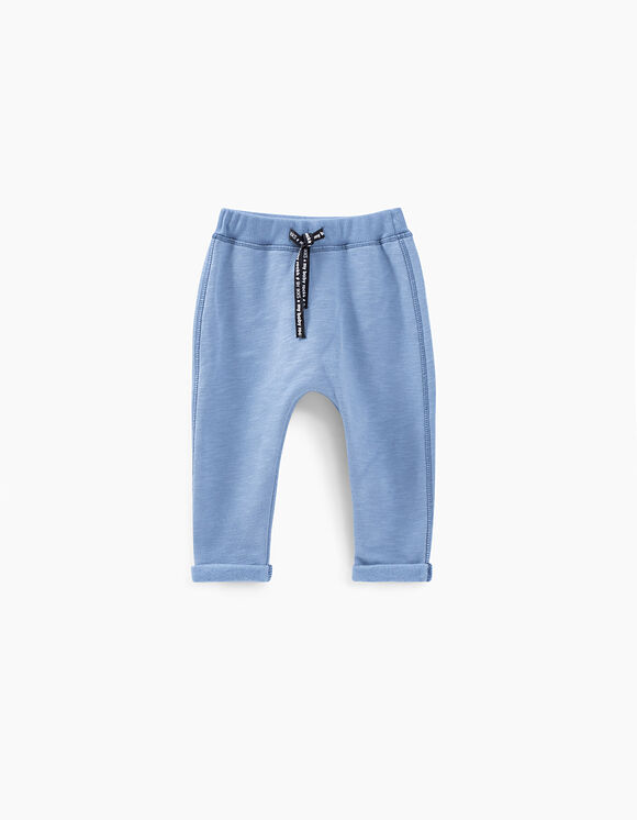 Baby’s medium blue organic sweatshirt fabric trousers