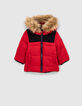 Doudoune rouge moyen à capuche bébé garçon -1