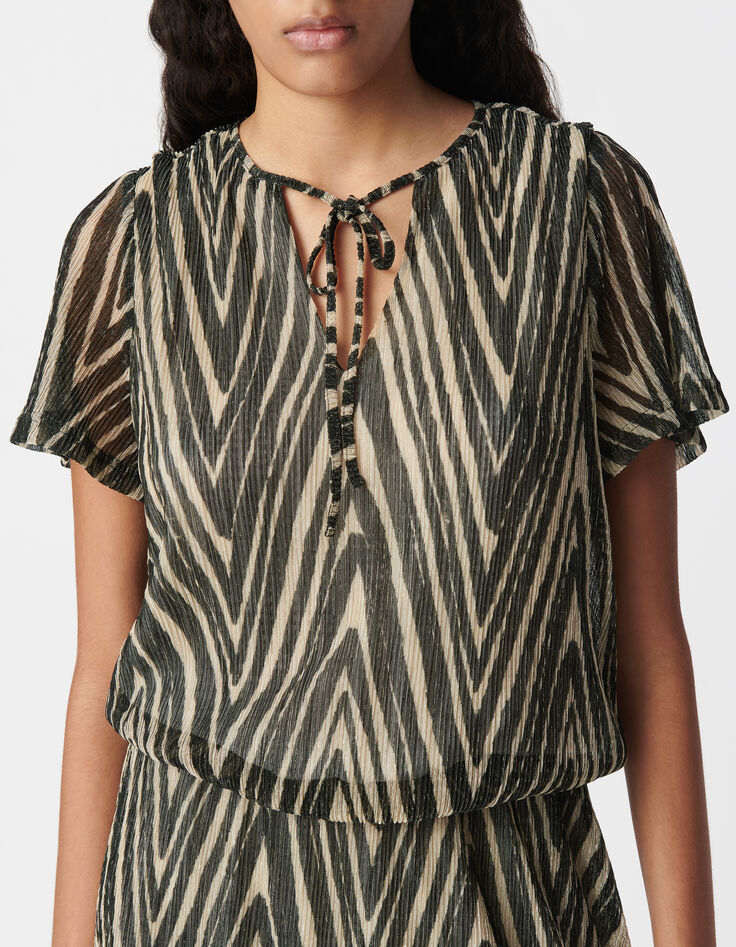 Robe noire motif chevrons dorés Femme-5