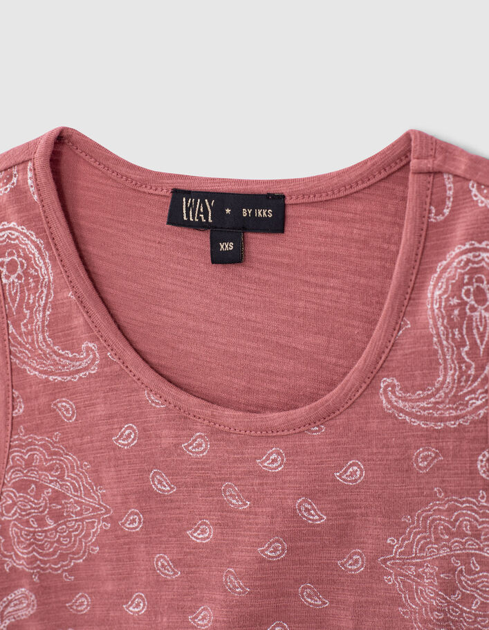Camiseta de tirantes rosa palo estampado cachemira niña - IKKS