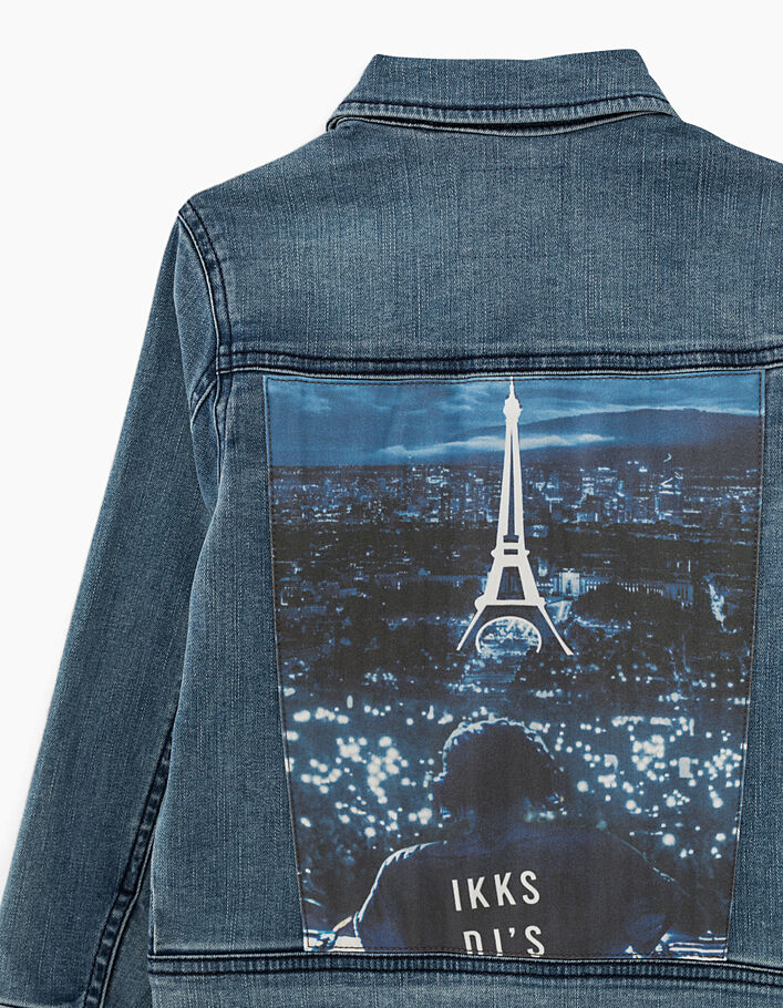 Boys’ stone blue denim jacket, Paris photo on back - IKKS