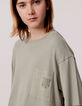 Khaki Jungen-T-Shirt, aufgesetzte Tasche, Stickerei-2