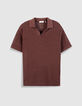 Bruin opengewerkt poloshirt Heren-5