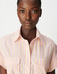 Women's pink striped midi shirt dress-5