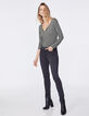 Khaki Damen-T-Shirt mit Strass und Rückenmotiv-6