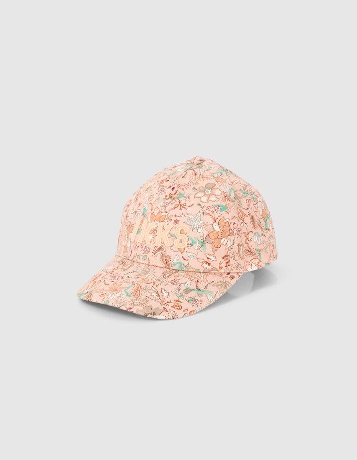 Gorra melocotón estampado floral bordado niña-1
