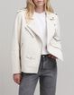 Veste cuir écru esprit motard poches zippées Femme-2