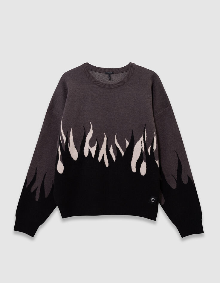 Boys’ grey flame motif jacquard knit sweater-4
