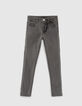 Light Grey Skinny-M&auml;dchenjeans mit Schr&auml;gband seitlich  -1