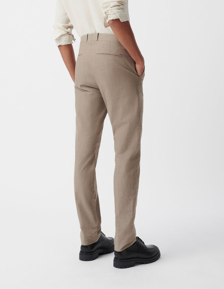 Gemêleerd beige SLIM chinobroek Heren-3